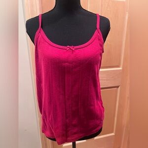 Tommy Hilfiger Woman’s Red Ribbed Stretch Knit Cami Sporty Vibe Y2K Fashion XXL